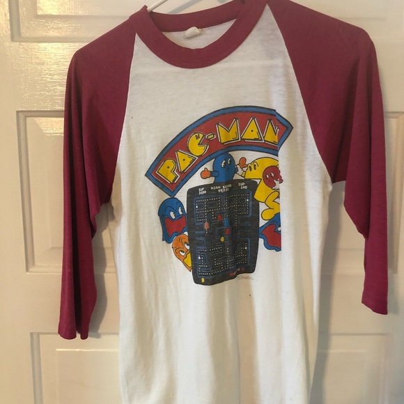 Vintage PacMan Baseball-Style 3/4 length shirt - Picture 2 of 3